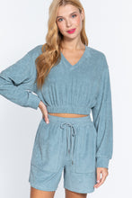 Load image into Gallery viewer, Elasticized Hem Terry Towelling Top