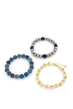 Load image into Gallery viewer, U Link Stone Beaded Bracelet Set.
