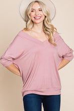 Load image into Gallery viewer, Solid Rib Modal Casual 3/4 Sleeves Dolman Sleeves Top