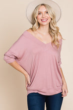 Load image into Gallery viewer, Solid Rib Modal Casual 3/4 Sleeves Dolman Sleeves Top