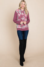 Load image into Gallery viewer, Floral Printed Contrast Hoodie With Relaxed Fit And Cuff Detail