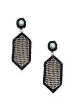 Load image into Gallery viewer, Seed Bead Rhinestone Hexagon Dangle Earring