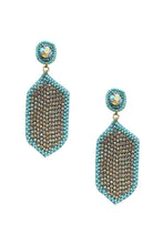 Load image into Gallery viewer, Seed Bead Rhinestone Hexagon Dangle Earring