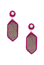 Load image into Gallery viewer, Seed Bead Rhinestone Hexagon Dangle Earring