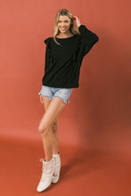 Load image into Gallery viewer, Round Neckline Front Ruffle Detail Knit Top