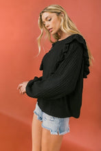Load image into Gallery viewer, Round Neckline Front Ruffle Detail Knit Top