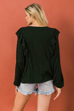Load image into Gallery viewer, Round Neckline Front Ruffle Detail Knit Top