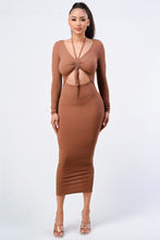 Load image into Gallery viewer, Trendy Front Shirring Cut-out Long Sleeved Dress