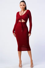 Load image into Gallery viewer, Trendy Front Shirring Cut-out Long Sleeved Dress