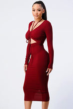 Load image into Gallery viewer, Trendy Front Shirring Cut-out Long Sleeved Dress