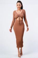 Load image into Gallery viewer, Trendy Front Shirring Cut-out Long Sleeved Dress