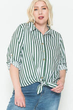 Load image into Gallery viewer, Multi Stripe Side Slit Cotton Shirt