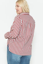 Load image into Gallery viewer, Multi Stripe Side Slit Cotton Shirt