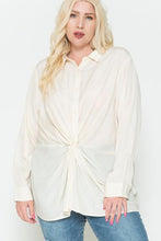 Load image into Gallery viewer, Twisted Knot Detail Oversized Satin Shirt