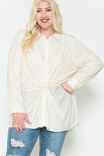 Load image into Gallery viewer, Twisted Knot Detail Oversized Satin Shirt