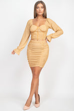 Load image into Gallery viewer, Sparkling Long Sleeves Ruching Back &amp; Skirts Set