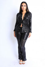 Load image into Gallery viewer, Sequin Button Down Shirt And Pant Set