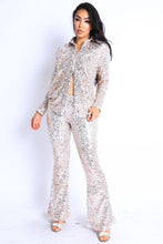 Load image into Gallery viewer, Sequin Button Down Shirt And Pant Set