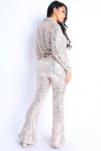 Load image into Gallery viewer, Sequin Button Down Shirt And Pant Set
