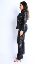 Load image into Gallery viewer, Sequin Button Down Shirt And Pant Set