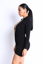 Load image into Gallery viewer, Colorblocked Deep V Collared Dress