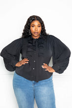 Load image into Gallery viewer, Pleated Sleeve Blouse With Waterfall Frill And Bow
