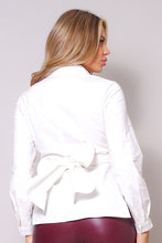 Load image into Gallery viewer, Long Sleeve Crossed Front Back Tie Button Down Cropped Shirt