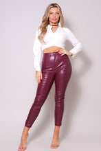 Load image into Gallery viewer, Long Sleeve Crossed Front Back Tie Button Down Cropped Shirt