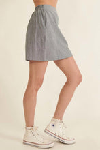 Load image into Gallery viewer, Banded Front Waist Pinstripe Mini Skirt