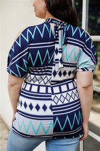 Load image into Gallery viewer, Plus Polka Dot Cold Shoulder Short Sleeve Back Self-tie Top