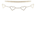 Load image into Gallery viewer, Rhinestone 5 Heart Choker Necklace