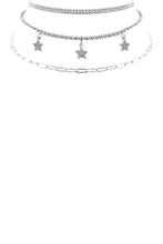 Load image into Gallery viewer, Rhinestone Star Charm 3 Layered Necklace