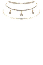 Load image into Gallery viewer, Rhinestone Star Charm 3 Layered Necklace