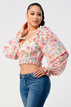 Load image into Gallery viewer, Chic Floral Sweetheart Smocked Body Blouse Top