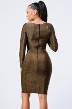Load image into Gallery viewer, Luxe Waist Gold Chain Cut-out Detail Square Neck Glitter Bodycon Dress