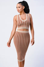 Load image into Gallery viewer, Luxe Gingham Rib Knit Top And Skirt Sets