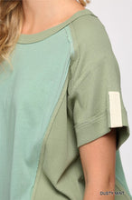 Load image into Gallery viewer, Ribbed And Solid Mixed Raw Edge Top