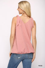 Load image into Gallery viewer, Solid Textured And Sleeveless Surplice Top With Shoulder Tie