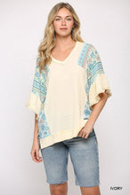 Load image into Gallery viewer, Texture Knit And Print Mixed Hi Low Hem Top