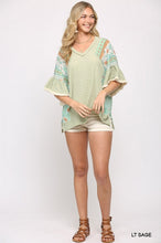 Load image into Gallery viewer, Texture Knit And Print Mixed Hi Low Hem Top