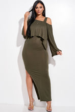 Load image into Gallery viewer, Solid Rayon Spandex Midi Length Tank Dress And Slouchy Cape Top Two Piece Set