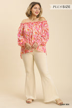 Load image into Gallery viewer, Sheer Floral Print Metallic Threading Long Sleeve Off Shoulder Top With High Low Hem