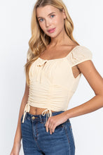 Load image into Gallery viewer, Short Sleeve Front Tie Ruched Detail Woven Top