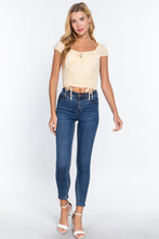Load image into Gallery viewer, Short Sleeve Front Tie Ruched Detail Woven Top