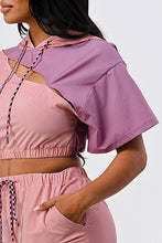 Load image into Gallery viewer, Pants Set In Color Block With Hoodie And Detachable Bottom Part