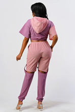 Load image into Gallery viewer, Pants Set In Color Block With Hoodie And Detachable Bottom Part