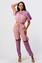 Load image into Gallery viewer, Pants Set In Color Block With Hoodie And Detachable Bottom Part