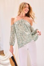 Load image into Gallery viewer, Strap Halter Neck Balloon Sleeve Floral Print Top