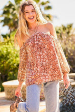 Load image into Gallery viewer, Strap Halter Neck Balloon Sleeve Floral Print Top