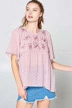 Load image into Gallery viewer, This Detailed Lace Trimmed Bubble Chiffon Blouse